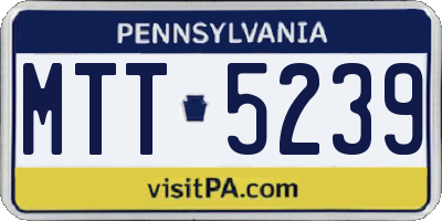 PA license plate MTT5239