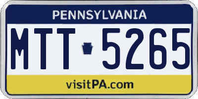 PA license plate MTT5265