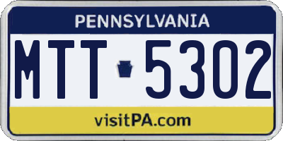 PA license plate MTT5302