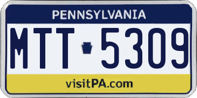 PA license plate MTT5309