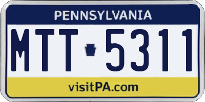 PA license plate MTT5311