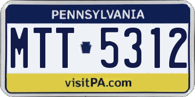 PA license plate MTT5312