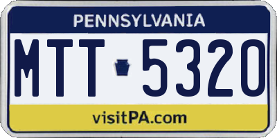 PA license plate MTT5320
