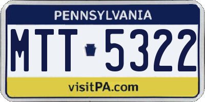 PA license plate MTT5322