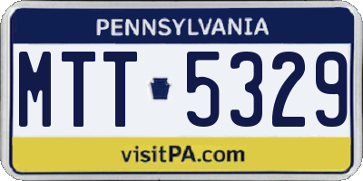 PA license plate MTT5329