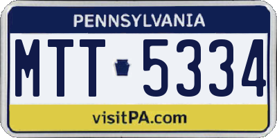 PA license plate MTT5334