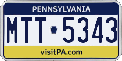 PA license plate MTT5343