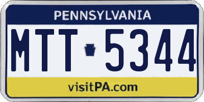 PA license plate MTT5344