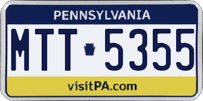 PA license plate MTT5355
