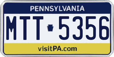 PA license plate MTT5356