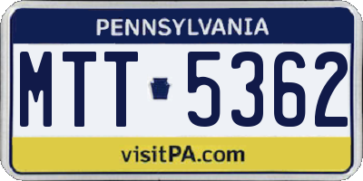 PA license plate MTT5362