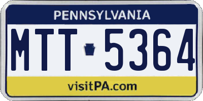PA license plate MTT5364