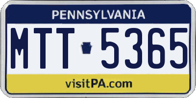 PA license plate MTT5365
