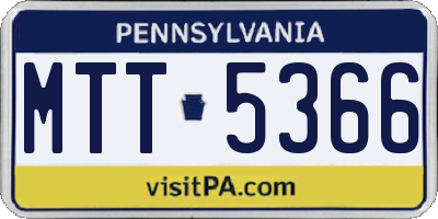 PA license plate MTT5366