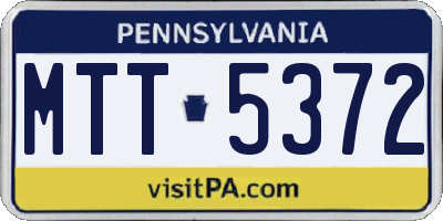 PA license plate MTT5372