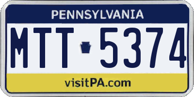 PA license plate MTT5374