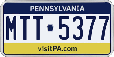 PA license plate MTT5377
