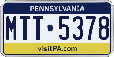 PA license plate MTT5378