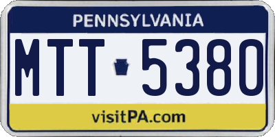 PA license plate MTT5380