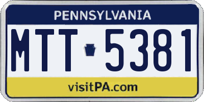 PA license plate MTT5381