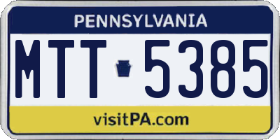 PA license plate MTT5385