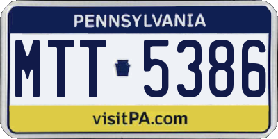PA license plate MTT5386