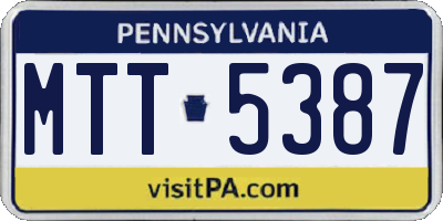 PA license plate MTT5387
