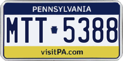 PA license plate MTT5388