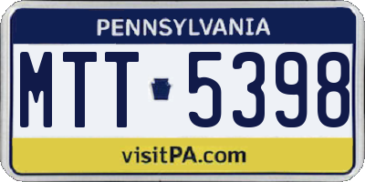PA license plate MTT5398