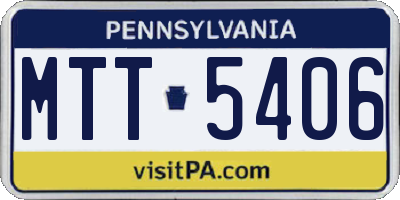 PA license plate MTT5406