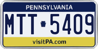 PA license plate MTT5409