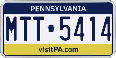 PA license plate MTT5414