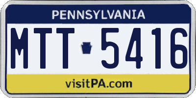 PA license plate MTT5416