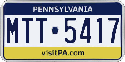PA license plate MTT5417