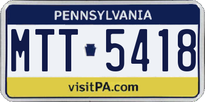 PA license plate MTT5418