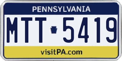 PA license plate MTT5419