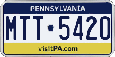 PA license plate MTT5420