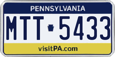 PA license plate MTT5433
