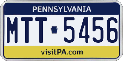 PA license plate MTT5456