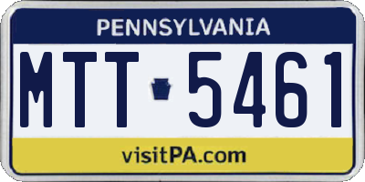 PA license plate MTT5461
