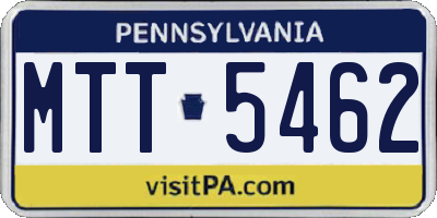 PA license plate MTT5462