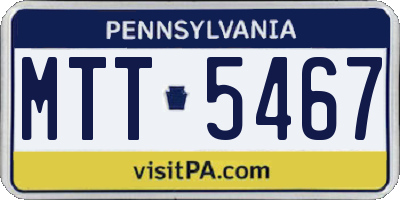 PA license plate MTT5467