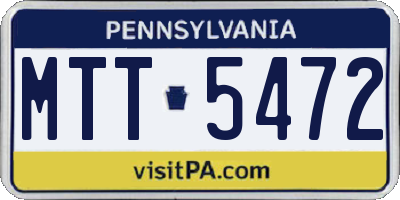 PA license plate MTT5472
