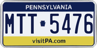 PA license plate MTT5476