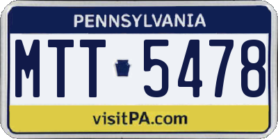 PA license plate MTT5478