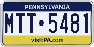 PA license plate MTT5481