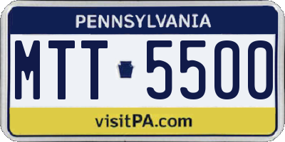 PA license plate MTT5500