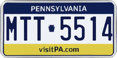PA license plate MTT5514