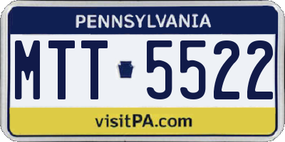 PA license plate MTT5522