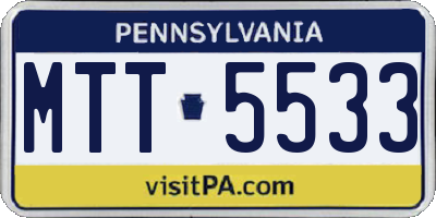 PA license plate MTT5533